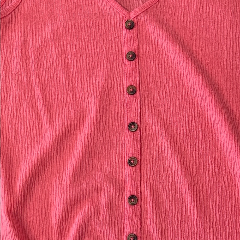 Dunnes Pink Button-Down Tie-Front Tank Top size S - Picture 3 of 4